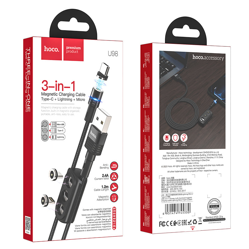 HOCO U98 3-in-1 Magnetic Charging Cable