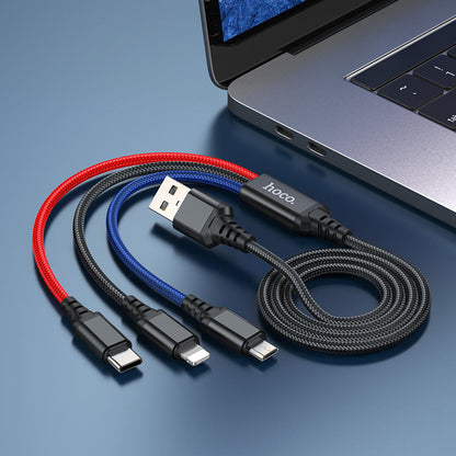 Hoco X76 3-in-1 Super charging cable(iP+Type-C+Micro)