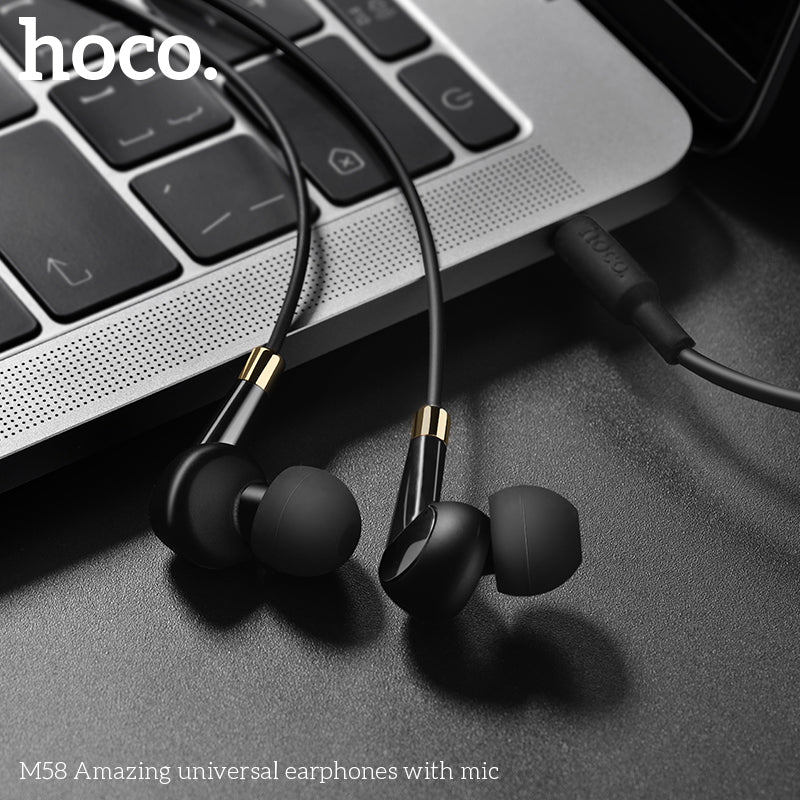 HOCO M58 Stereo Wired Headset with Mic - Black