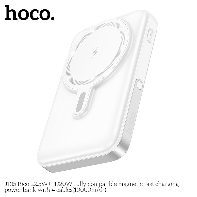 J135 Rico 22.5W+PD20W 10000mAh Magsafe + 4 Cables + Stand fast charging power bank - Black