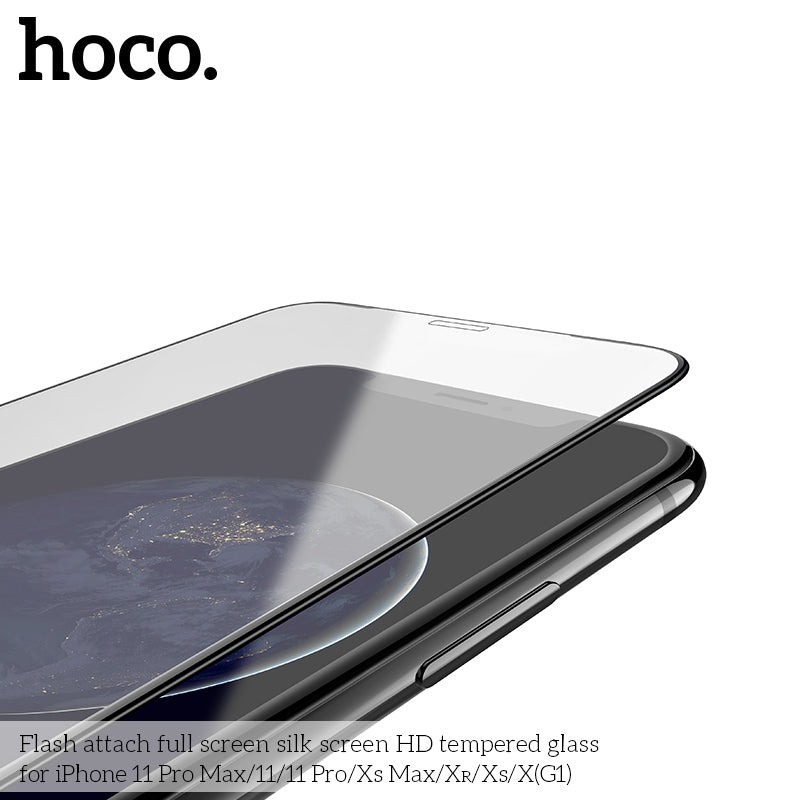 HOCO G1 Full Silk Screen HD Tempered Glass Anti-fingerprint For iPhone Xsm/11Pm [BW100]