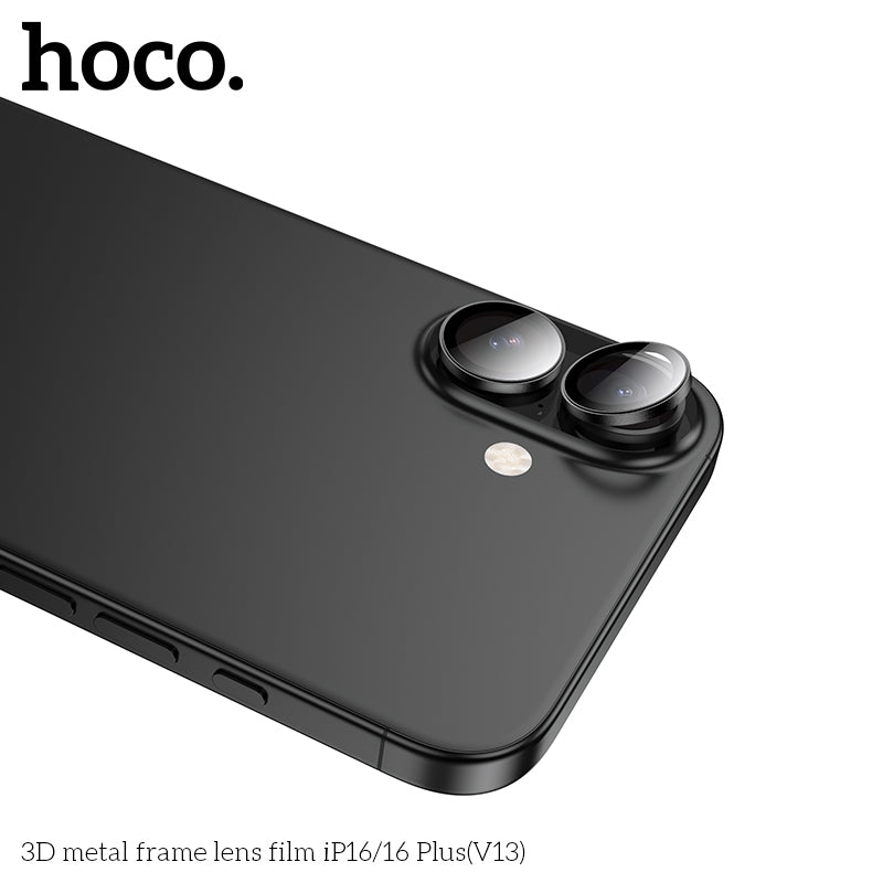 HOCO 3D metal frame lens film iP16/16 Plus(V13) - Black