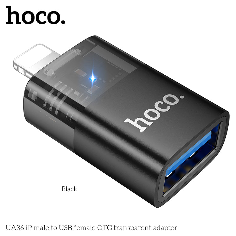 UA36 iP male to USB female OTG transparent adapter