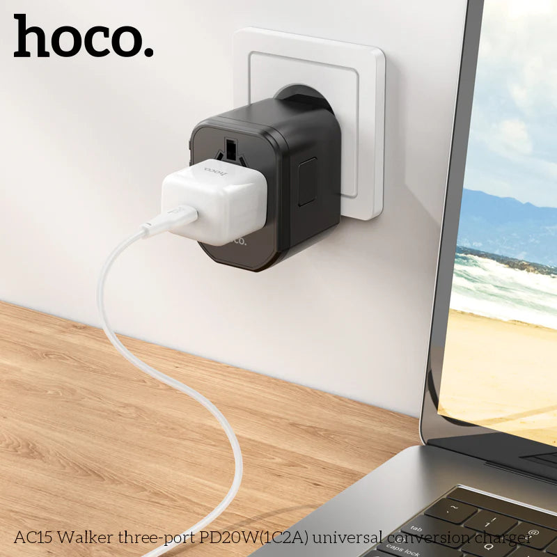 HOCO AC15 Walker three-port PD20W(1C2A) universal conversion charger