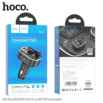 HOCO E62 Wireless FM Transmitter withPD20W+ Qc3.0 Fast Car Charger