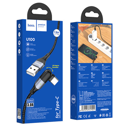 HOCOU100 Orbit Charging Data Cable for Type-C - Black L=1.2M