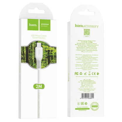 HOCO X20 Micro Charging Cable - White (L=2M)