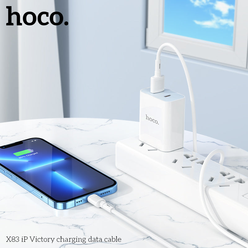 Hoco X83 iP Victory Charging Data Cable - White