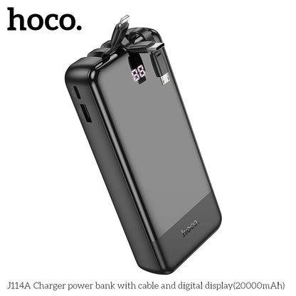 Hoco J114A Charger power bank with cable and digital display(20000mAh) - Black