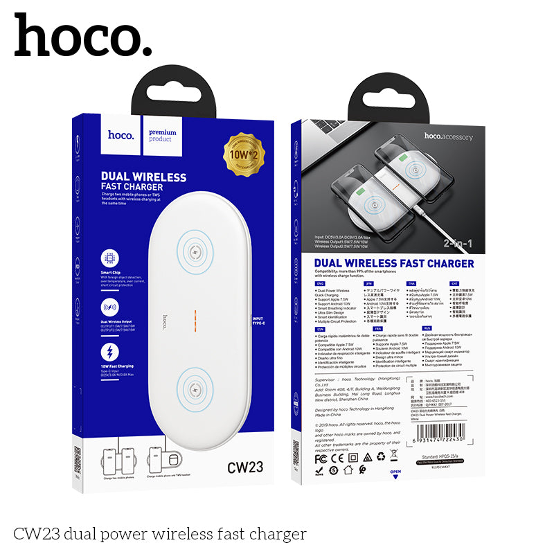 Hoco CW23 Dual power wireless fast charger - Black