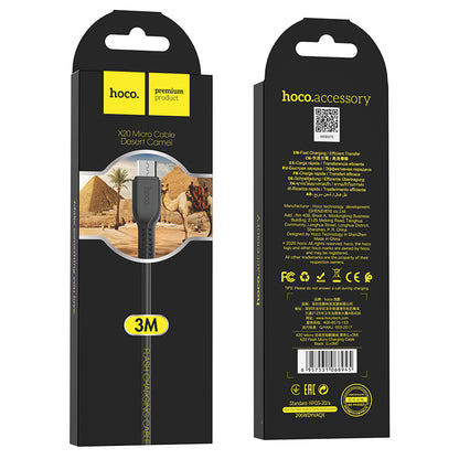 HOCO X20 Micro Charging Cable - Black (L=3M)