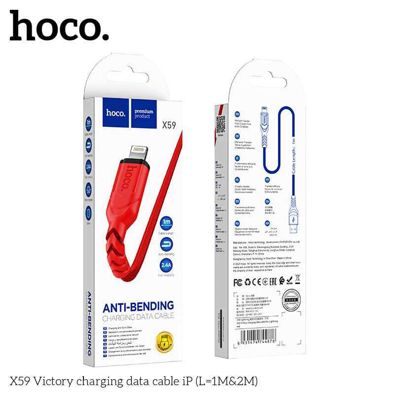 HOCO X59 Victory charging data cable iP(L=2M) Black