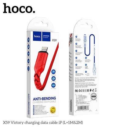 HOCO X59 Victory charging data cable iP(L=2M) Black