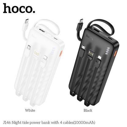J146 Night tide 10000mAh with 4 cables power bank - Black