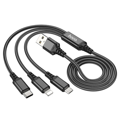Hoco X76 3-in-1 Super charging cable(iP+Type-C+Micro)