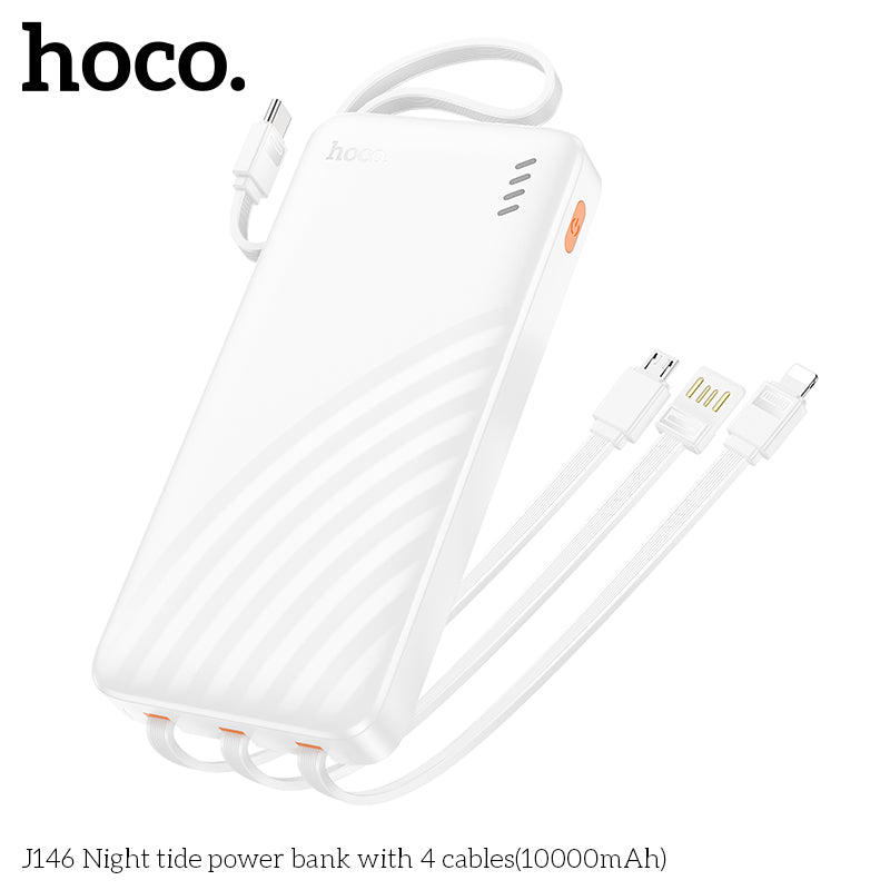 J146 Night tide 10000mAh with 4 cables power bank - Black