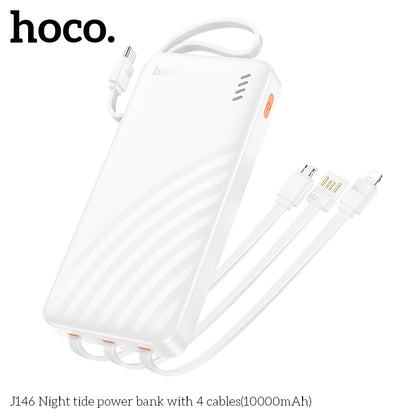 J146 Night tide 10000mAh with 4 cables power bank - Black