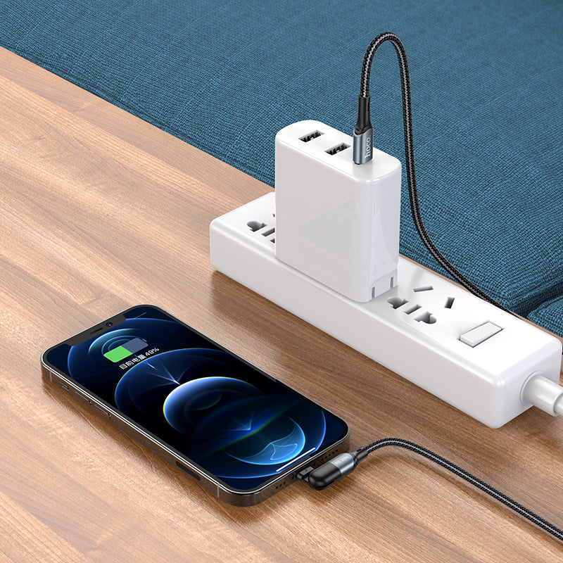 HOCO U100 PD Type C to Lightning Rotate Fast Charging sync cable - Black
