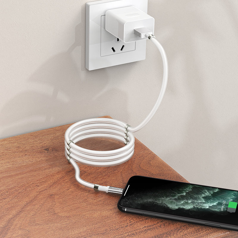 HOCO U91 Magic magnetic Lighning Charging Cable - White