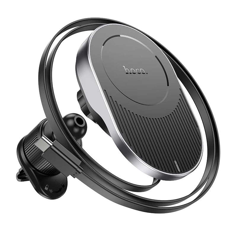 HOCO HW12 Car Holder to Air Vent with Wilress Charging -  black
