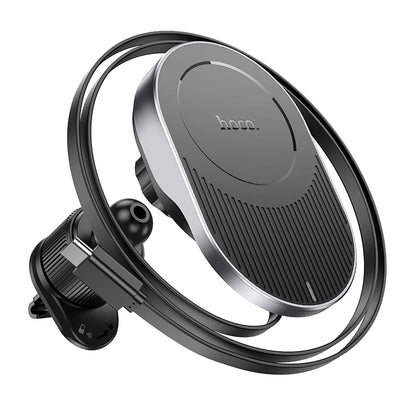 HOCO HW12 Car Holder to Air Vent with Wilress Charging -  black