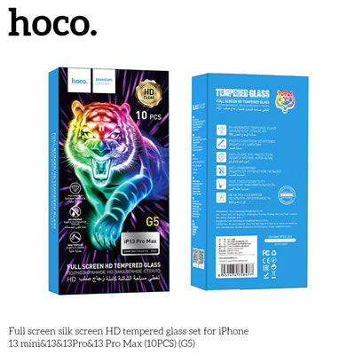 HOCO G5 Full Silk Screen HD Tempered Glass Screen Protector For iP13 Pro Max/14 Plus - 10 Pack