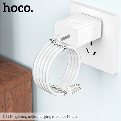 HOCO U91 Magic magnetic Micro Charging Cable - White