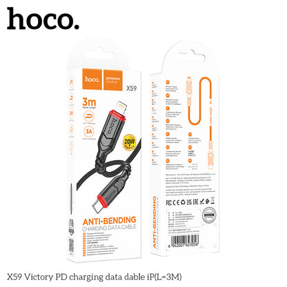 HOCO X59 Victory PD Type-C to Lightning charging  cable iP(L=3M) - Black [BW50]