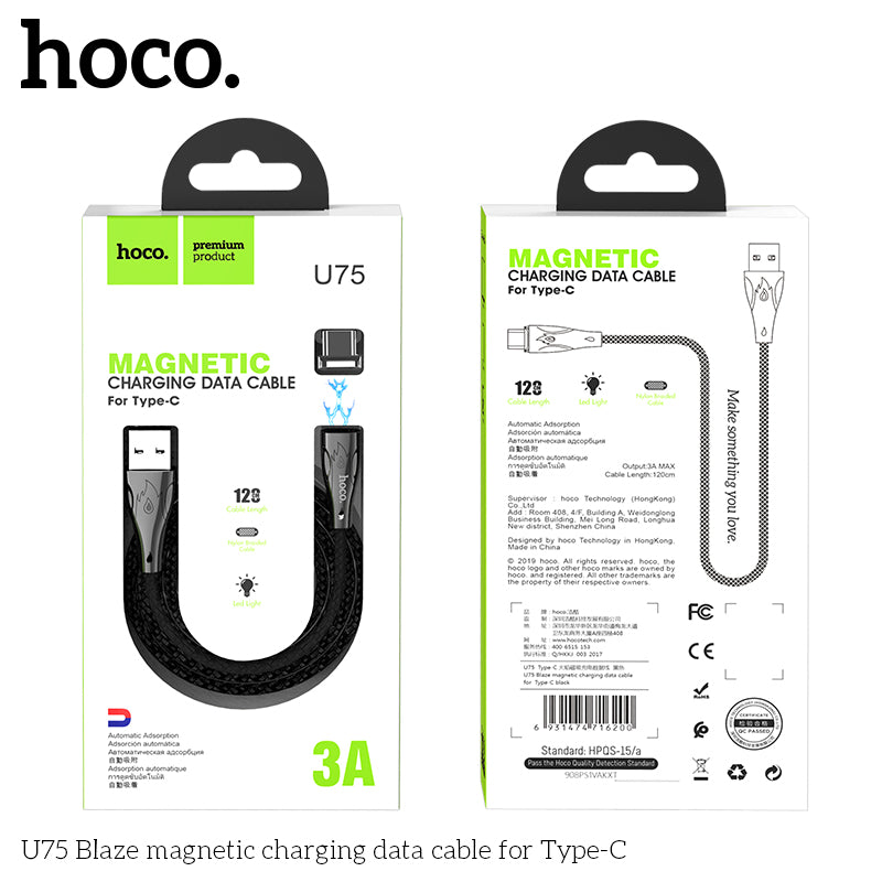 HOCO U75 Blaze magnetic Micro charging Cable - Black