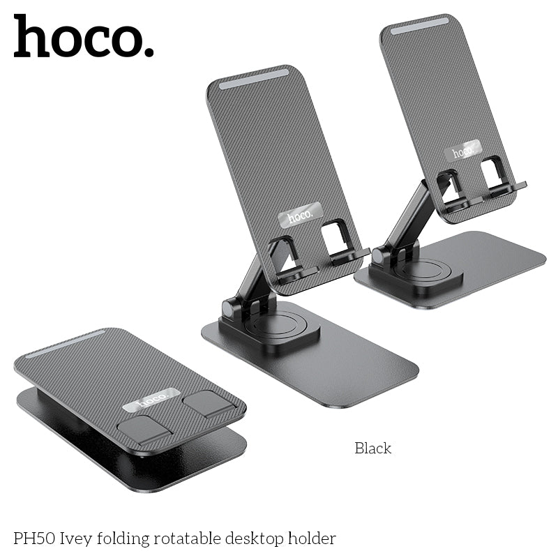 Hoco PH50 Ivey folding rotatable desktop holder - Black