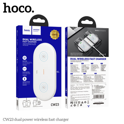 Hoco CW23 Dual power wireless fast charger - White