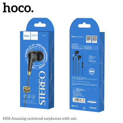 HOCO M58 Stereo Wired Headset with Mic - Black