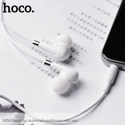 HOCO M58 Stereo Wired Headset with Mic - White