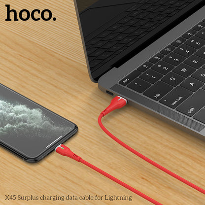 HOCO X45 Silicon Lightning Fast Charging Cable - Red (L=1M)