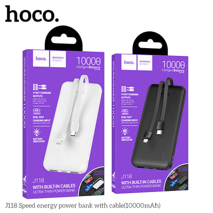 Hoco J118 Speed energy power bank with cable(10000mAh) - Black