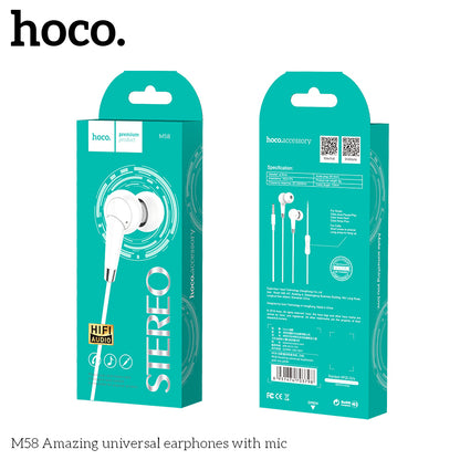 HOCO M58 Stereo Wired Headset with Mic - White