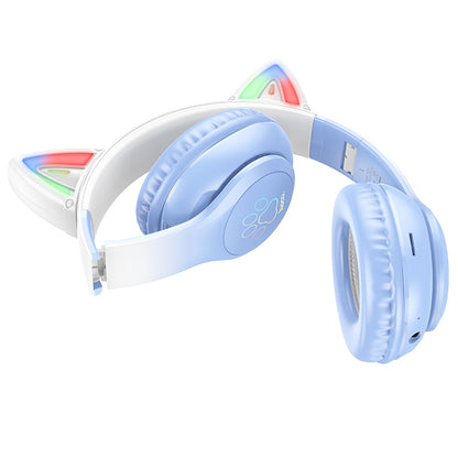 HOCO W42 Cat ears BT headphones - Crystal Blue