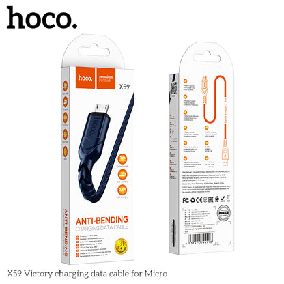 HOCO X59 Victory charging data cable for Micro Blue