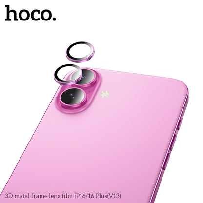 HOCO 3D metal frame lens film iP16/16 Plus(V13) - Silver
