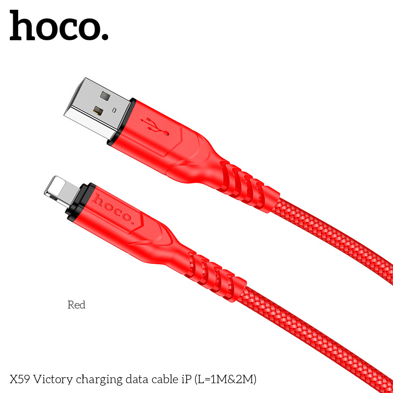 HOCO X59 Victory charging data cable iP(L=2M) Black