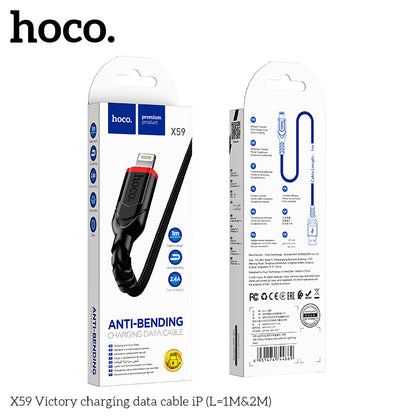 HOCO X59 Victory charging data cable iP(L=2M) Black
