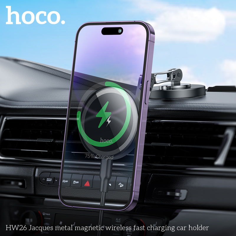 HW26 Jacques metal magnetic wireless fast charging car holder