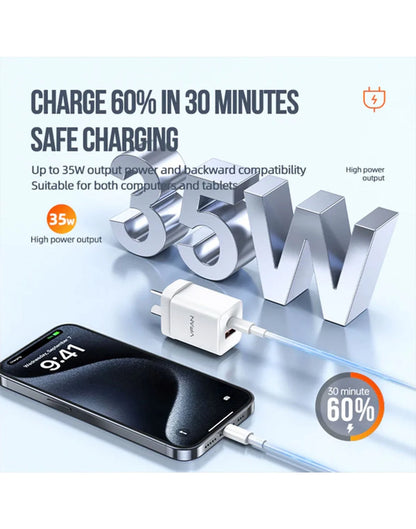 VFAN Gan 35W Dual Type-C & USB-A PD Ultra Fast Charger - AU8