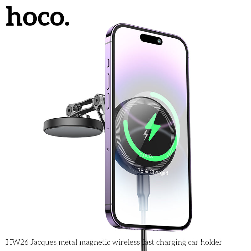 HW26 Jacques metal magnetic wireless fast charging car holder