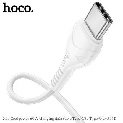 HOCO X37 Cool power 60W charging data cable Type-C to Type-C(L=0.5M) White