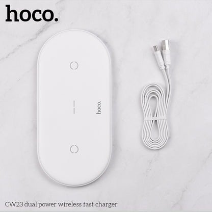 Hoco CW23 Dual power wireless fast charger - White