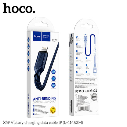HOCO X59 Victory charging data cable iP(L=2M) Black