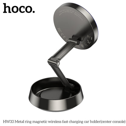 HW33 Metal ring magnetic wireless fast charging car holder(center console)