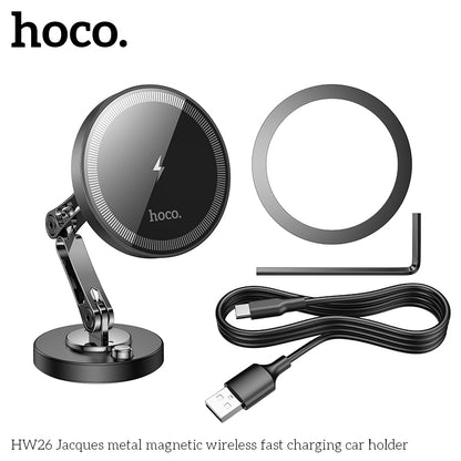 HW26 Jacques metal magnetic wireless fast charging car holder