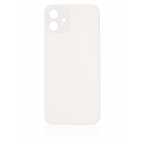 iPhone 12 Compatible Back Glass  with Logo  - White (Big Hole)